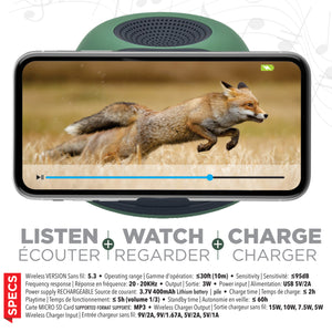 Escape Haut-Parleur Sans Fil avec Chargeur Sans Fil Rapide 15 W et Support de Téléphone, Vert - Simple Boutique