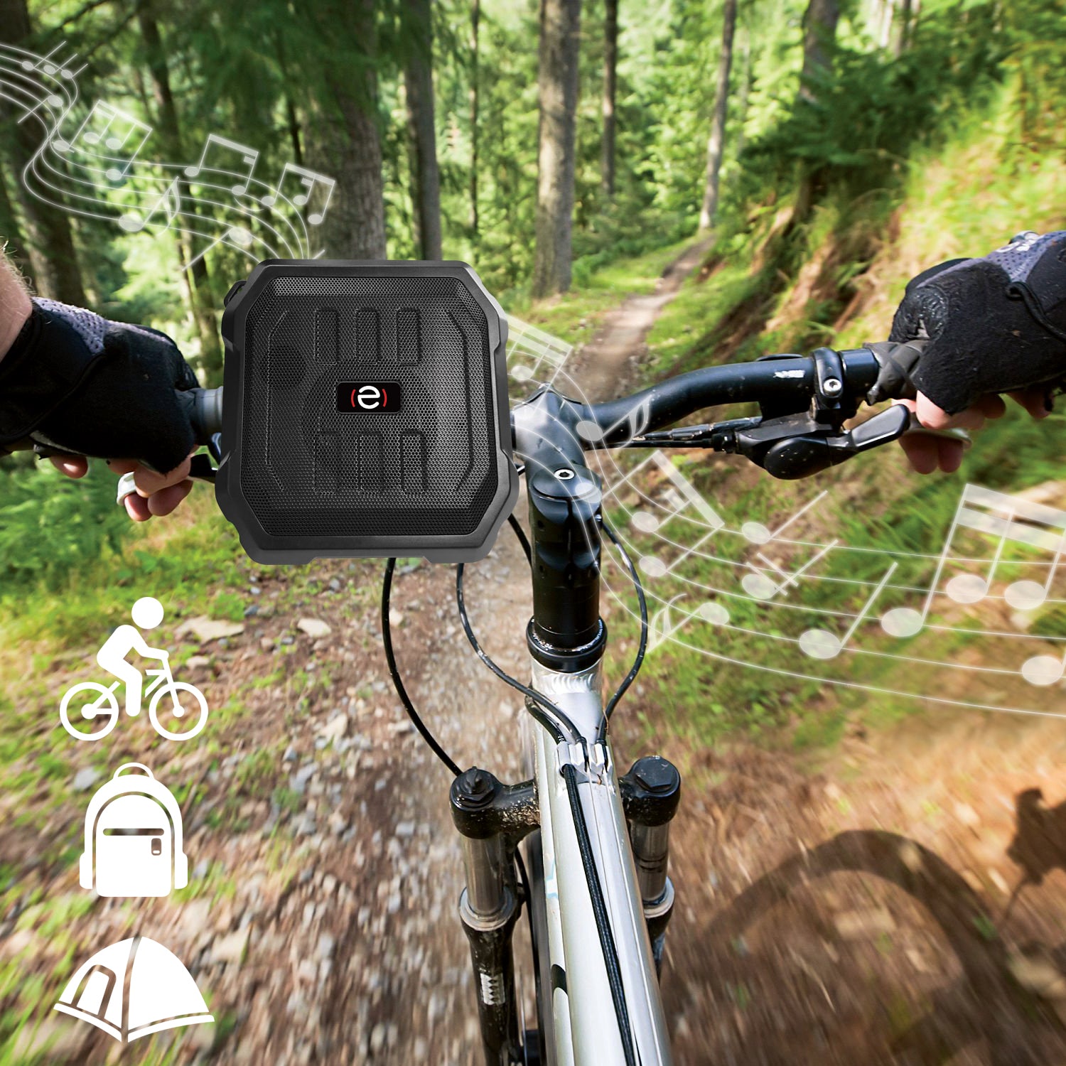 Escape Haut-Parleur Sans Fil pour Vélo avec Lampes Avant, Radio FM et Recharge Solaire, Noir - Simple Boutique