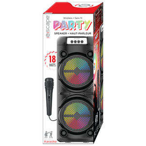Escape Haut-Parleur de Fête Sans Fil 18 W avec Microphone Karaoké, Radio FM et Lumières DEL, Noir - Simple Boutique