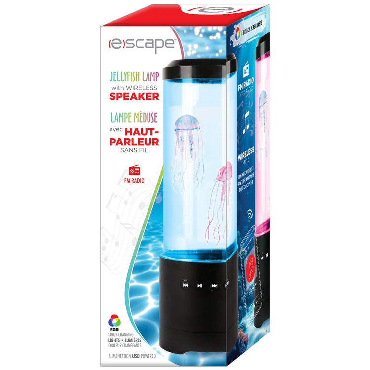 Escape Lampe Méduse à Lumières DEL RVB avec Haut-Parleur Sans Fil et Radio FM, Noir - Simple Boutique