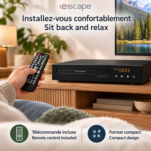 Escape Lecteur DVD HDMI 1080p avec Télécommande, Sorties Composantes et AV, Noir - Simple Boutique