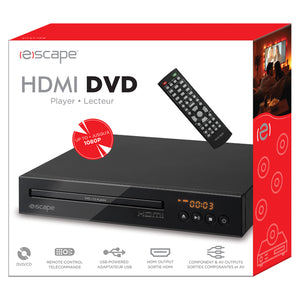 Escape Lecteur DVD HDMI 1080p avec Télécommande, Sorties Composantes et AV, Noir - Simple Boutique