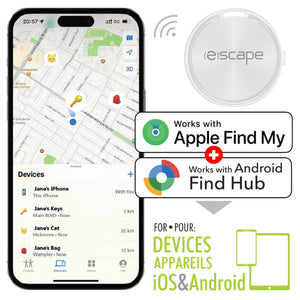 Escape Localisateur d'Objets Compatible Apple Localiser et Android Find Hub, Blanc - Simple Boutique