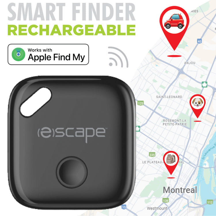 Escape Localisateur d'Objets Rechargeable pour iPhone, Fonctionne avec Localiser d'Apple, Noir - Simple Boutique