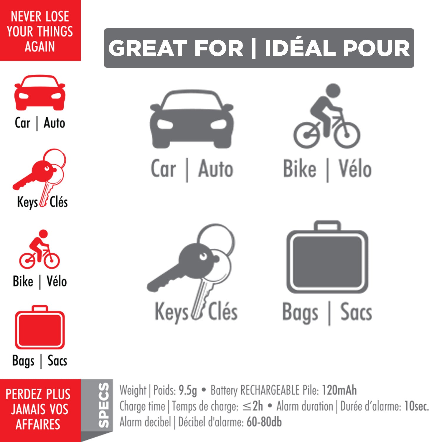 Escape Localisateur d'Objets Rechargeable pour iPhone, Fonctionne avec Localiser d'Apple, Noir - Simple Boutique