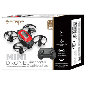 Escape Mini Drone Quadricoptère avec Télécommande et Protège-Hélices, Rouge et Noir - Simple Boutique