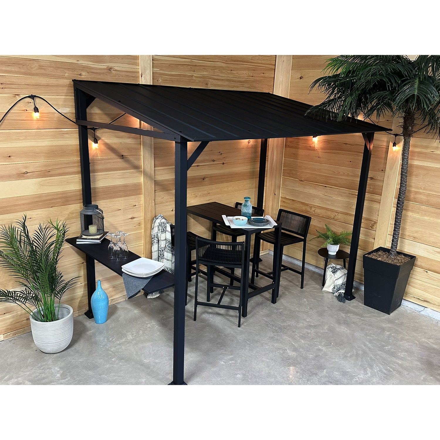 F. Corriveau International - Abri de Jardin à Toit Rigide, 5' x 8', Avec Table d'appoint - Simple Boutique