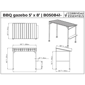 F. Corriveau International - Abri de Jardin à Toit Rigide, 5' x 8', Avec Table d'appoint - Simple Boutique