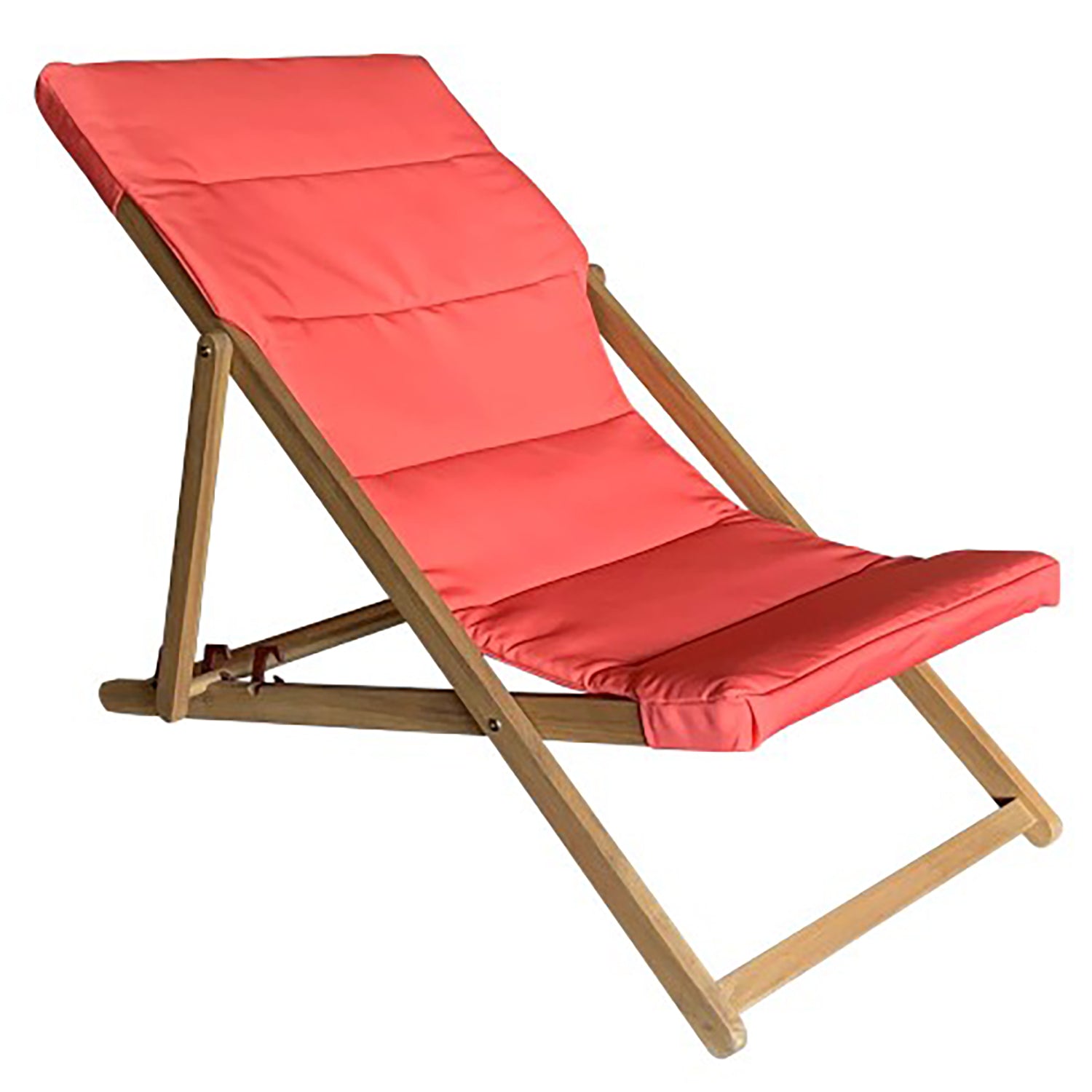 F. Corriveau International - Chaise Transat Pliante, Cadre en Bois d'acacia, Corail - Simple Boutique
