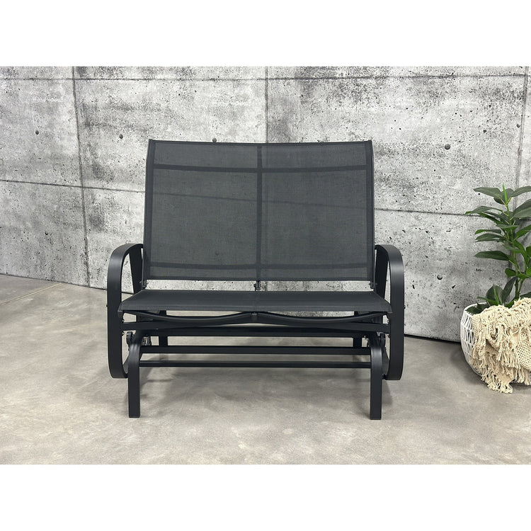 F. Corriveau International - Chaise à Billes 2 Places Extérieur Bruxelle, Fabriqué en Aluminium, Noir - Simple Boutique