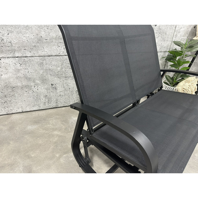 F. Corriveau International - Chaise à Billes 2 Places Extérieur Bruxelle, Fabriqué en Aluminium, Noir - Simple Boutique