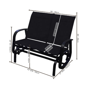 F. Corriveau International - Chaise à Billes 2 Places Extérieur Bruxelle, Fabriqué en Aluminium, Noir - Simple Boutique