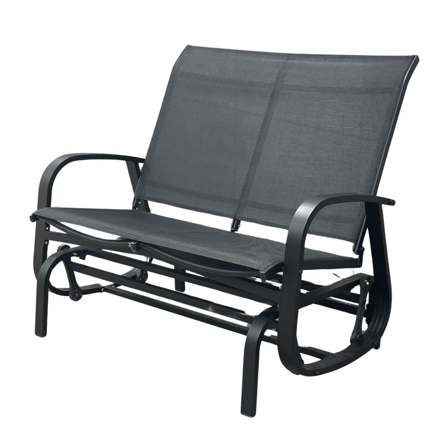 F. Corriveau International - Chaise à Billes 2 Places Extérieur Bruxelle, Fabriqué en Aluminium, Noir - Simple Boutique