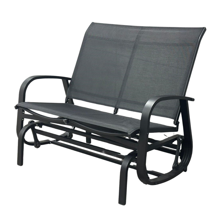 F. Corriveau International - Chaise à Billes 2 Places Extérieur Bruxelle, Fabriqué en Aluminium, Noir - Simple Boutique