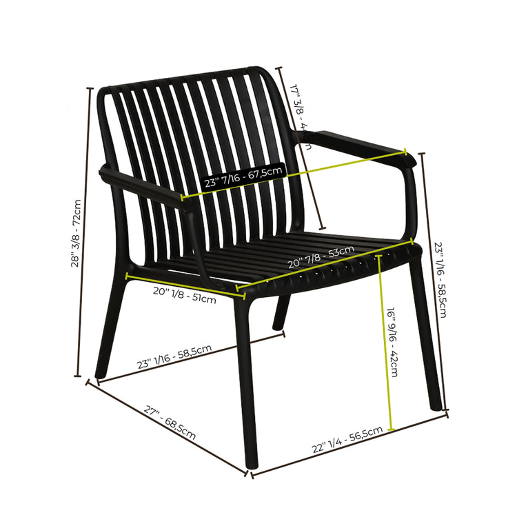 F. Corriveau International - Chaise avec Accoudoir Summer, Intérieur/Extérieur, Noir - Simple Boutique