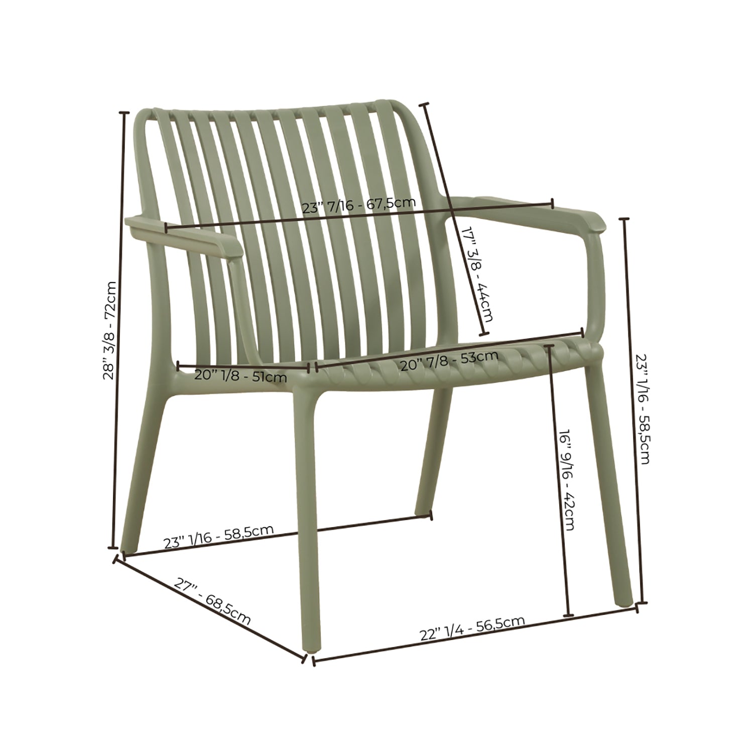 F. Corriveau International - Chaise avec Accoudoir Summer, Intérieur/Extérieur, Vert - Simple Boutique