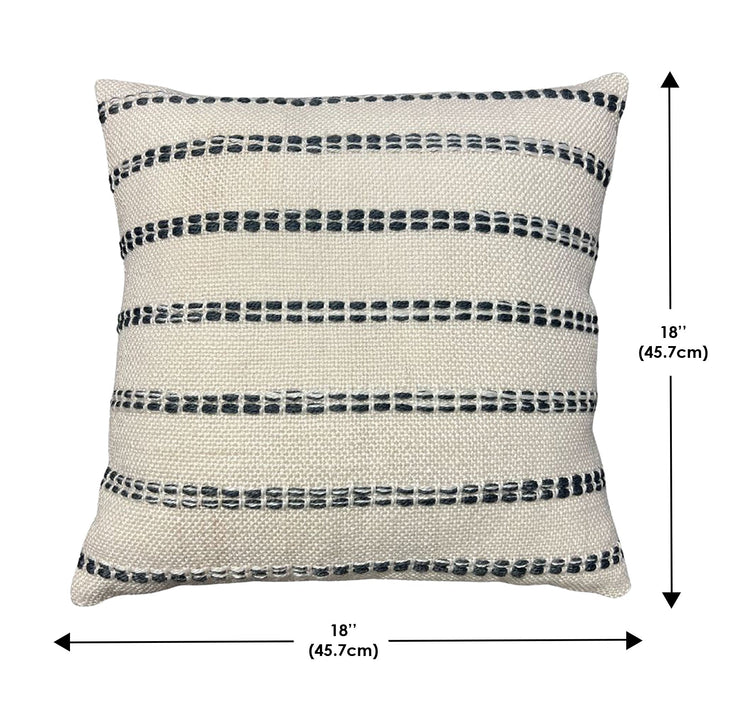 F. Corriveau International - Coussin à Rayure Natural, Intérieur/Extérieur, 18" x 18" - Simple Boutique