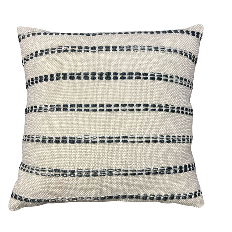 F. Corriveau International - Coussin à Rayure Natural, Intérieur/Extérieur, 18" x 18" - Simple Boutique
