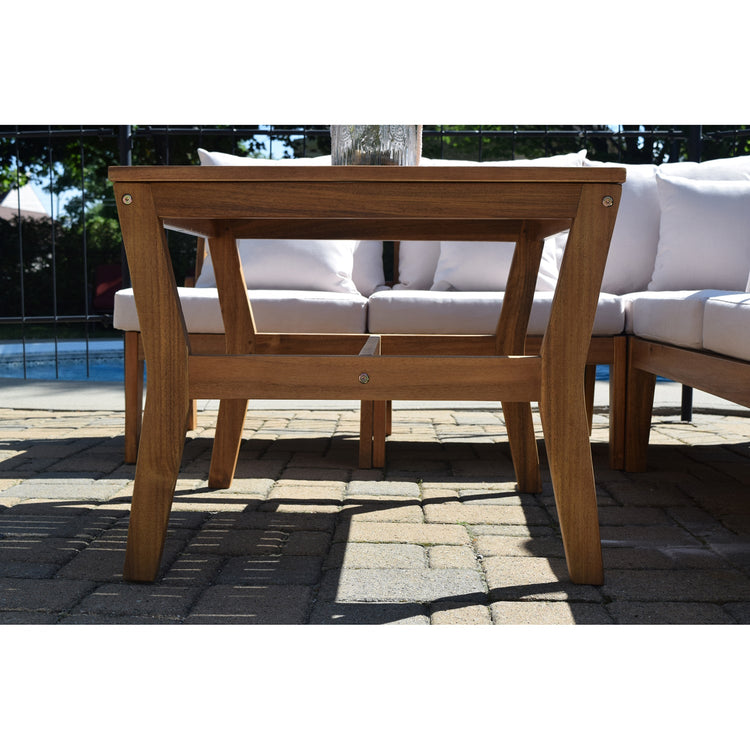 F. Corriveau International - Ensemble 5 Morceaux Sectionnel et Table Extérieur Napoli, En Bois d'acacia, Gris - Simple Boutique