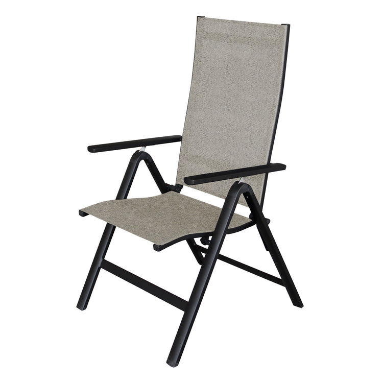 F. Corriveau International - Ensemble de 2 Chaises Pliantes et Inclinables Extérieur Emma, Cadre en Aluminium, Gris - Simple Boutique