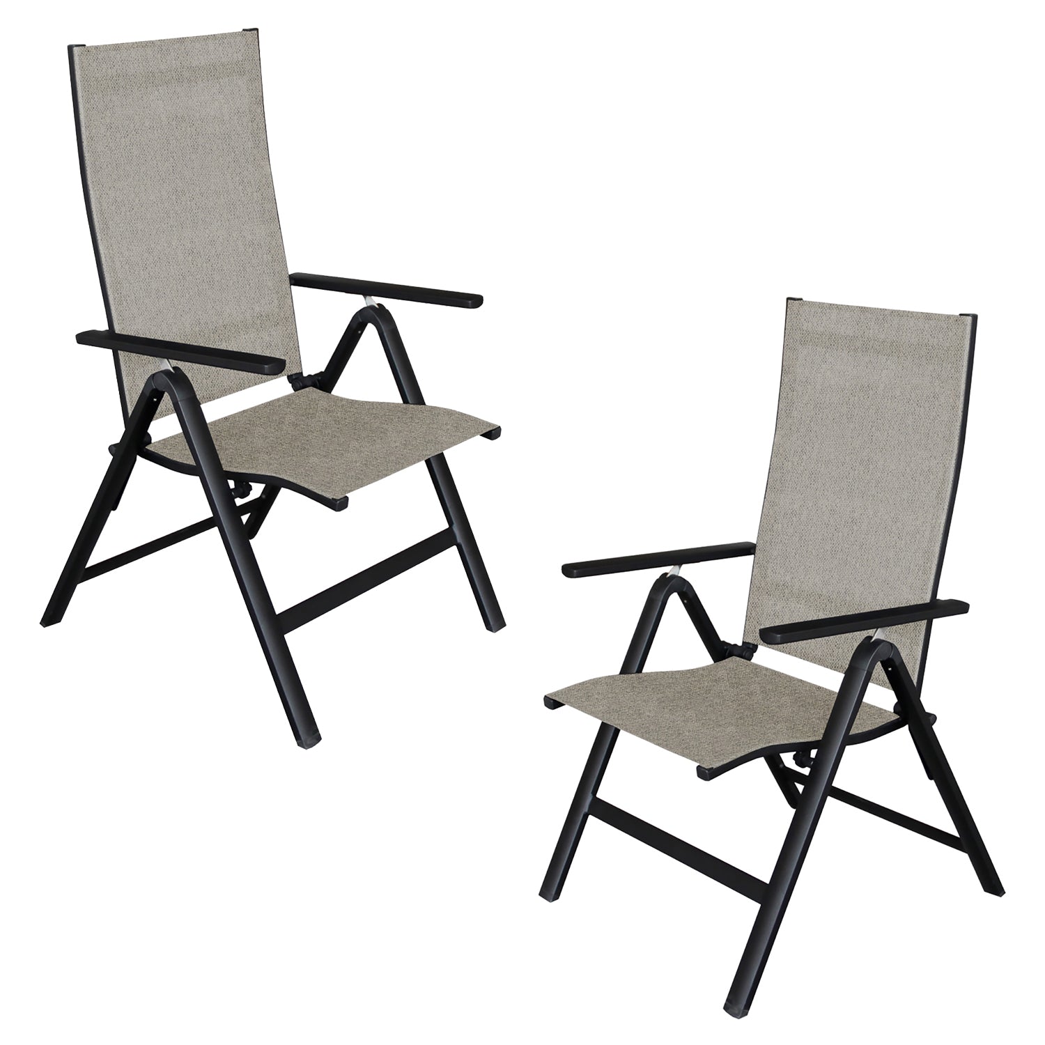 F. Corriveau International - Ensemble de 2 Chaises Pliantes et Inclinables Extérieur Emma, Cadre en Aluminium, Gris - Simple Boutique