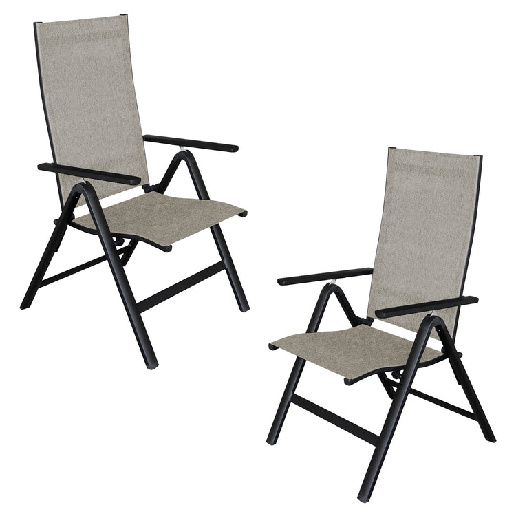 F. Corriveau International - Ensemble de 2 Chaises Pliantes et Inclinables Extérieur Emma, Cadre en Aluminium, Gris - Simple Boutique