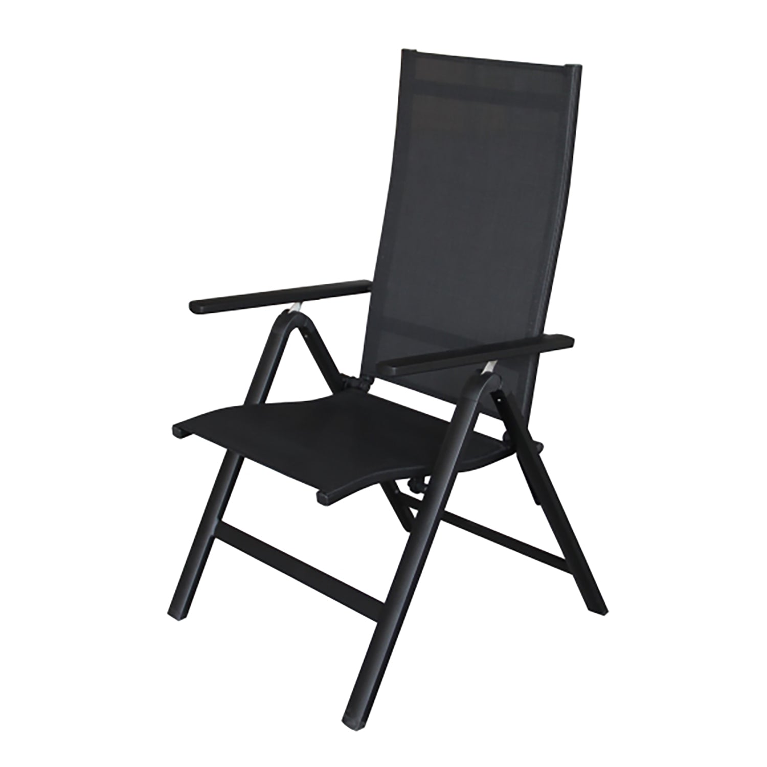 F. Corriveau International - Ensemble de 2 Chaises Pliantes et Inclinables Extérieur Emma, Cadre en Aluminium, Noir - Simple Boutique
