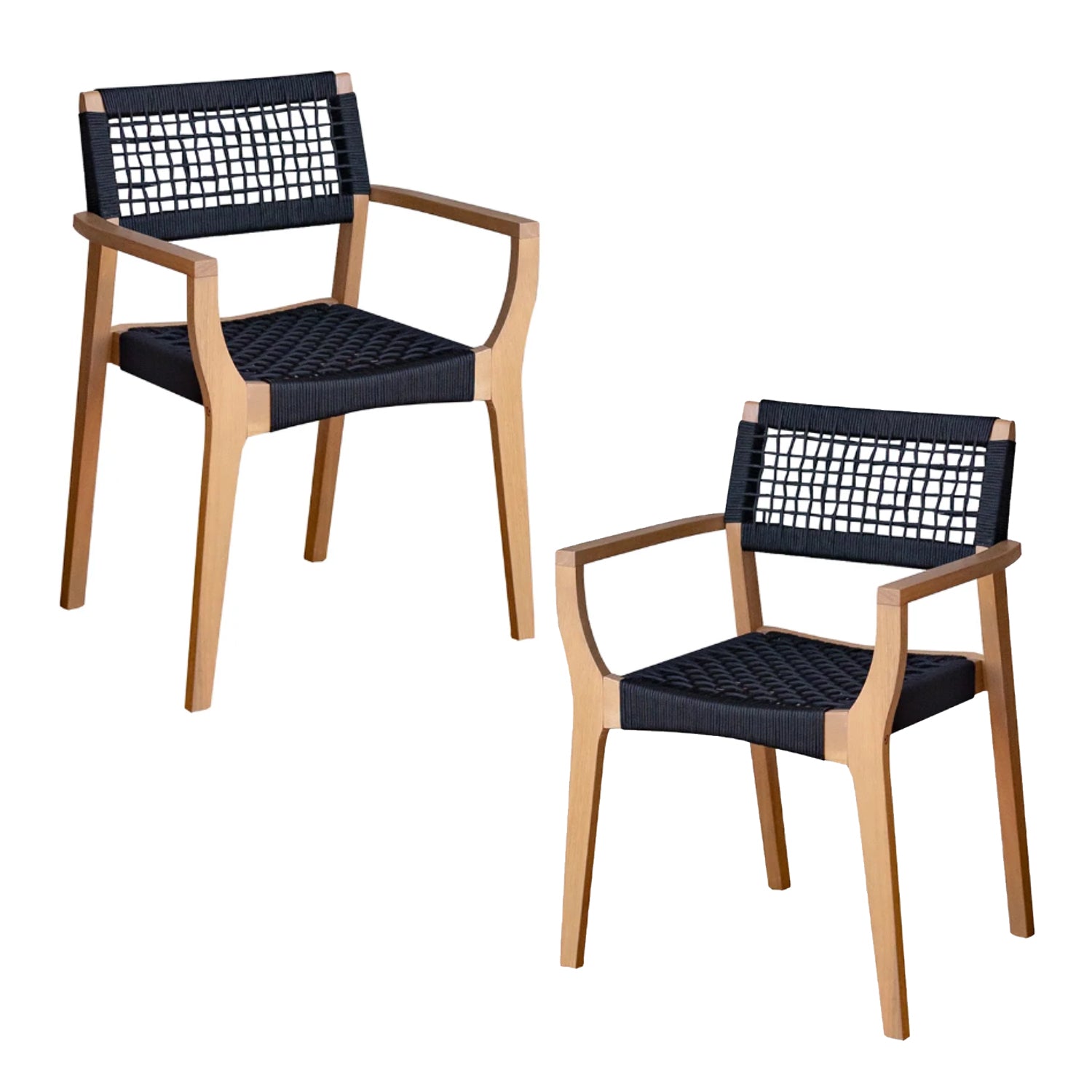 F. Corriveau International - Ensemble de 2 Chaises à Dîner Extérieur Maui, Cadre en Bois D'acacia - Simple Boutique