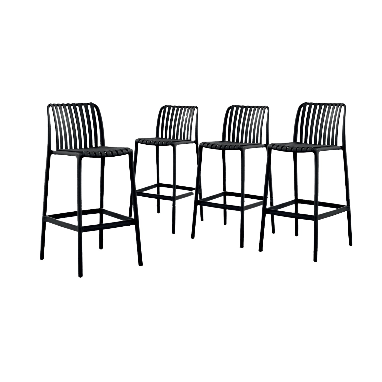 F. Corriveau International - Ensemble de 4 Chaises Hauteur Bar, Intérieur/Extérieur, Noir - Simple Boutique