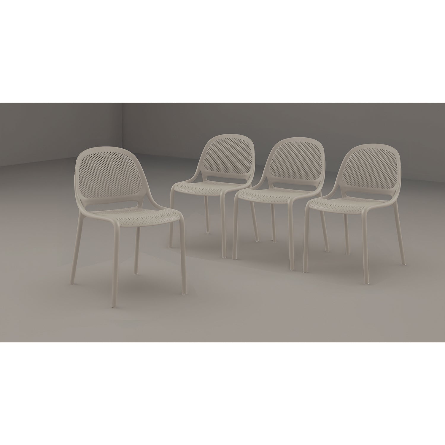 F. Corriveau International - Ensemble de 4 Chaises à Dîner Summer, Intérieur/Extérieur, Greige - Simple Boutique