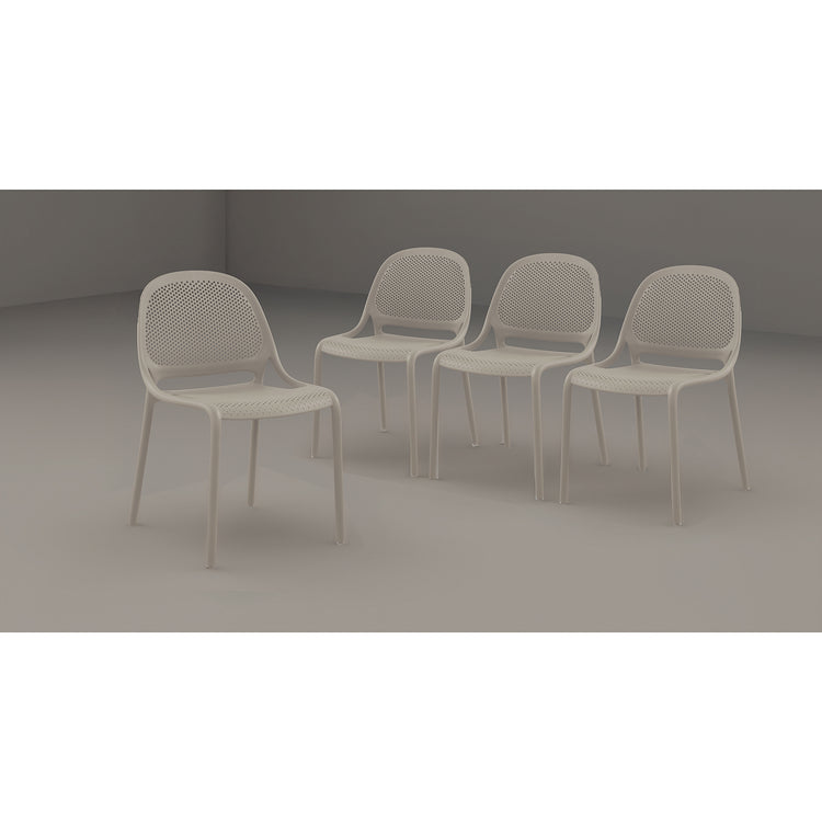 F. Corriveau International - Ensemble de 4 Chaises à Dîner Summer, Intérieur/Extérieur, Greige - Simple Boutique