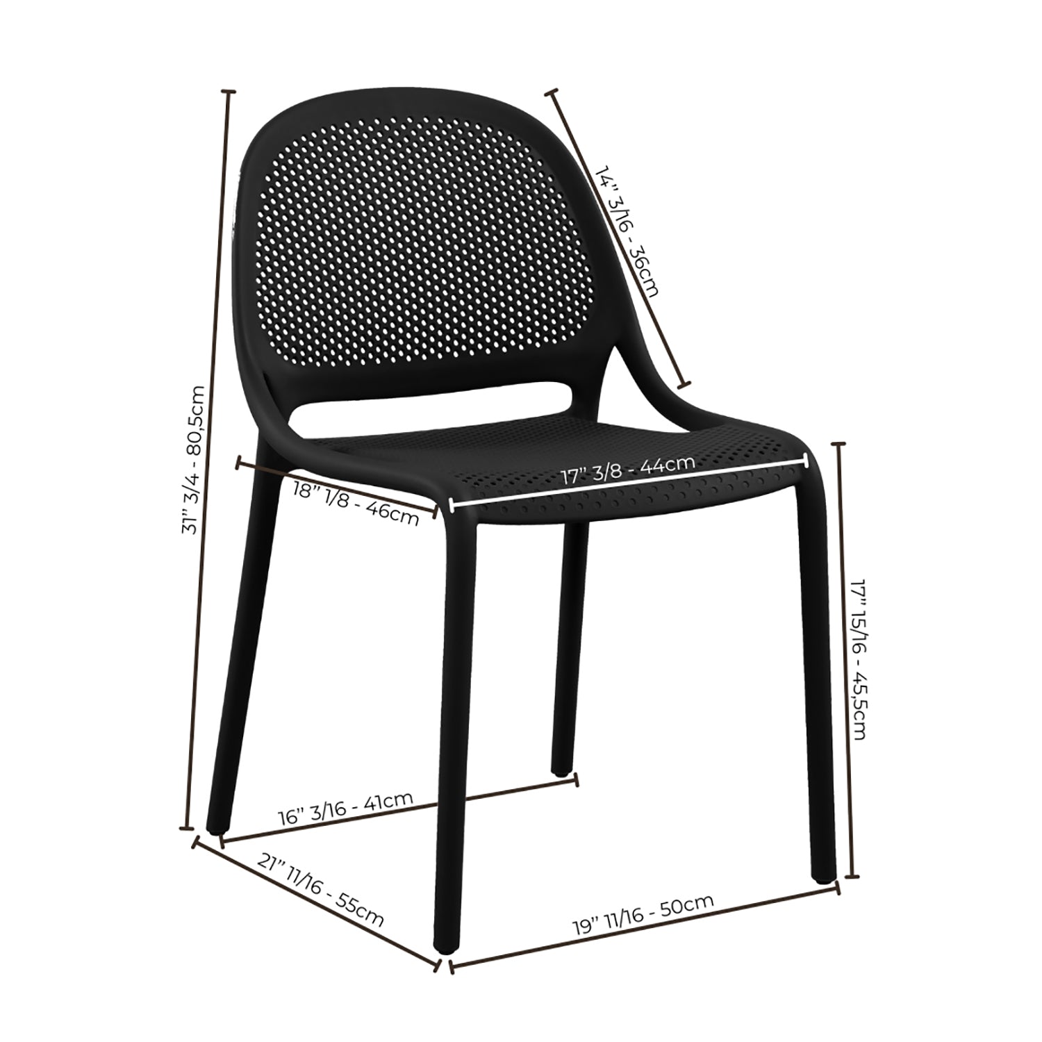 F. Corriveau International - Ensemble de 4 Chaises à Dîner Summer, Intérieur/Extérieur, Noir - Simple Boutique