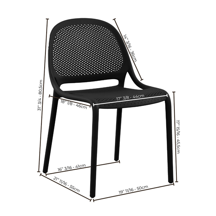 F. Corriveau International - Ensemble de 4 Chaises à Dîner Summer, Intérieur/Extérieur, Noir - Simple Boutique