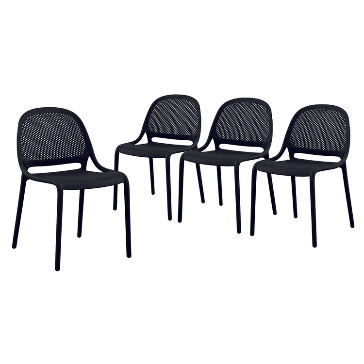 F. Corriveau International - Ensemble de 4 Chaises à Dîner Summer, Intérieur/Extérieur, Noir - Simple Boutique