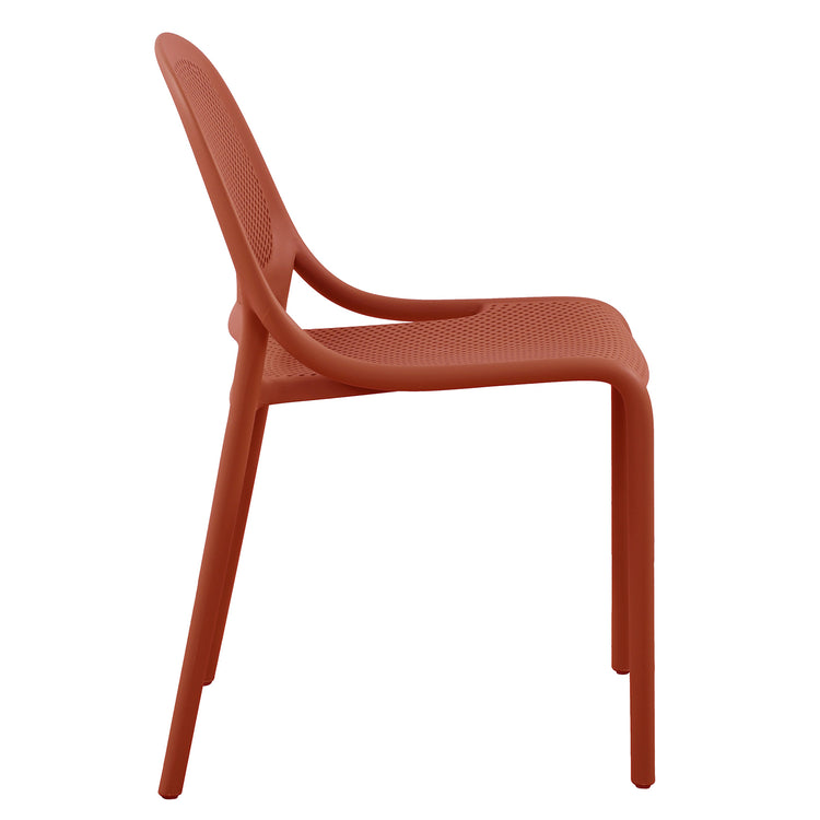 F. Corriveau International - Ensemble de 4 Chaises à Dîner Summer, Intérieur/Extérieur, Rouge Corail - Simple Boutique