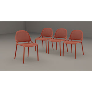 F. Corriveau International - Ensemble de 4 Chaises à Dîner Summer, Intérieur/Extérieur, Rouge Corail - Simple Boutique