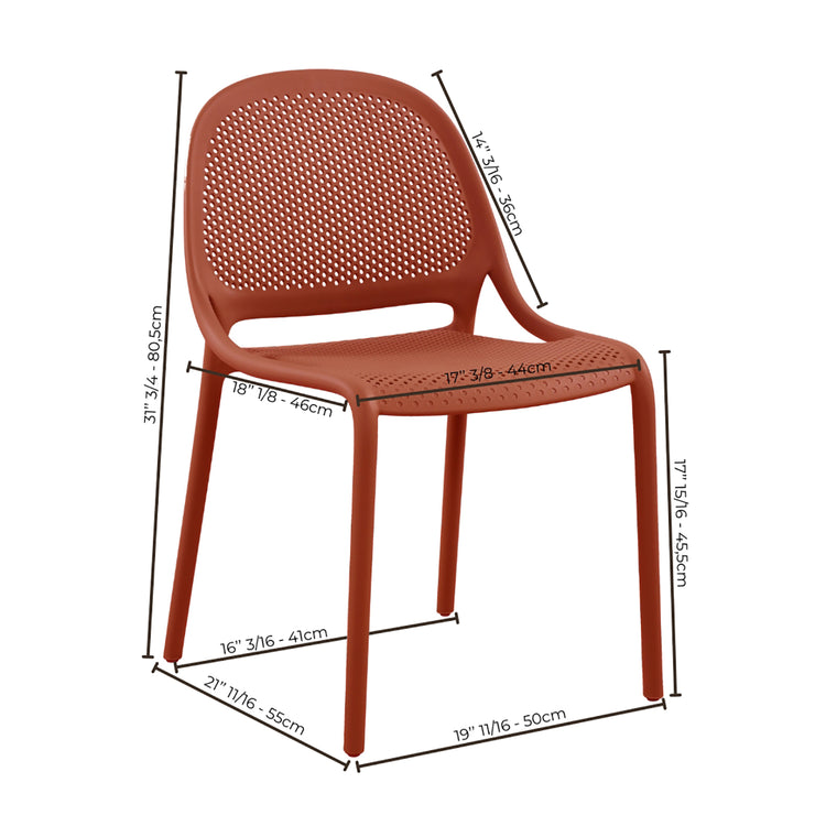 F. Corriveau International - Ensemble de 4 Chaises à Dîner Summer, Intérieur/Extérieur, Rouge Corail - Simple Boutique