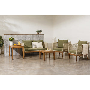 F. Corriveau International - Ensemble de Mobilier Extérieur Line 5 Morceaux, Fabriqué en Bois d'eucalyptus - Simple Boutique