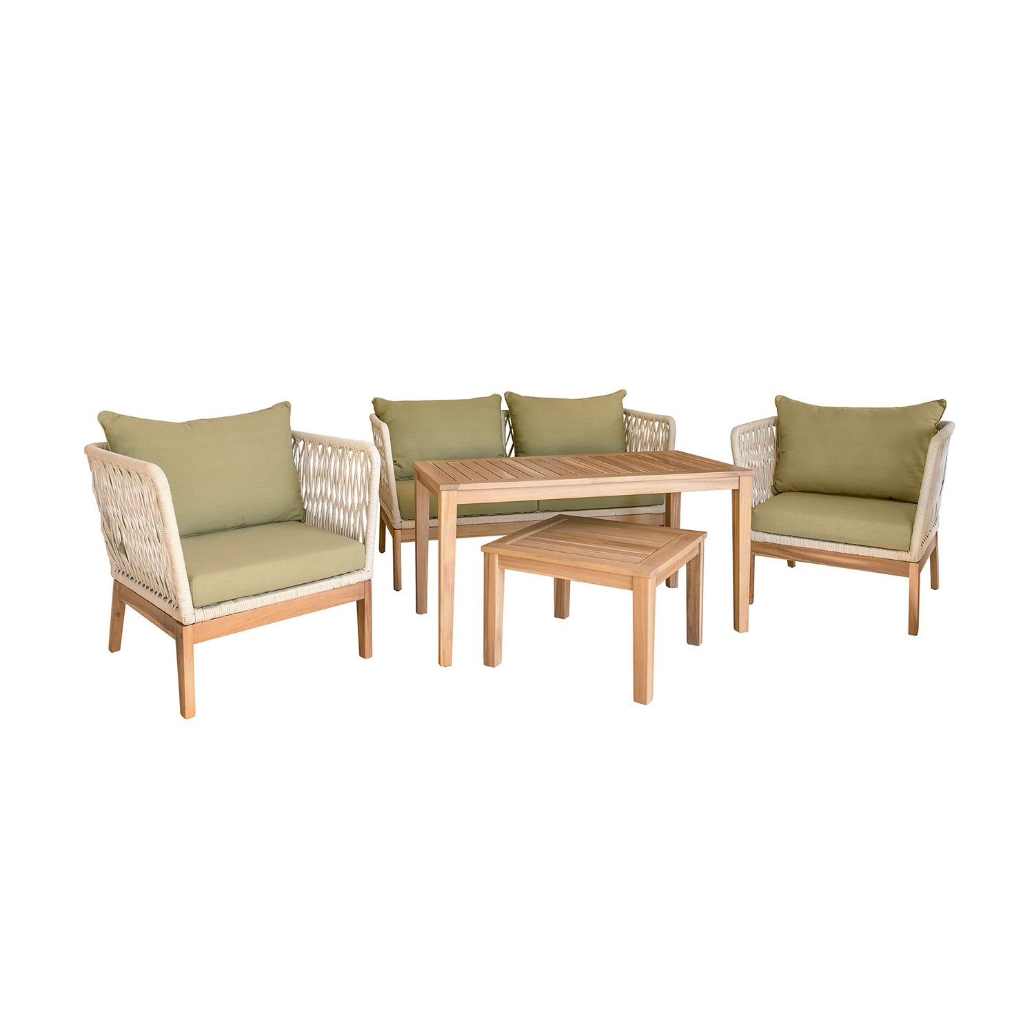 F. Corriveau International - Ensemble de Mobilier Extérieur Line 5 Morceaux, Fabriqué en Bois d'eucalyptus - Simple Boutique