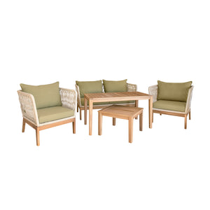F. Corriveau International - Ensemble de Mobilier Extérieur Line 5 Morceaux, Fabriqué en Bois d'eucalyptus - Simple Boutique