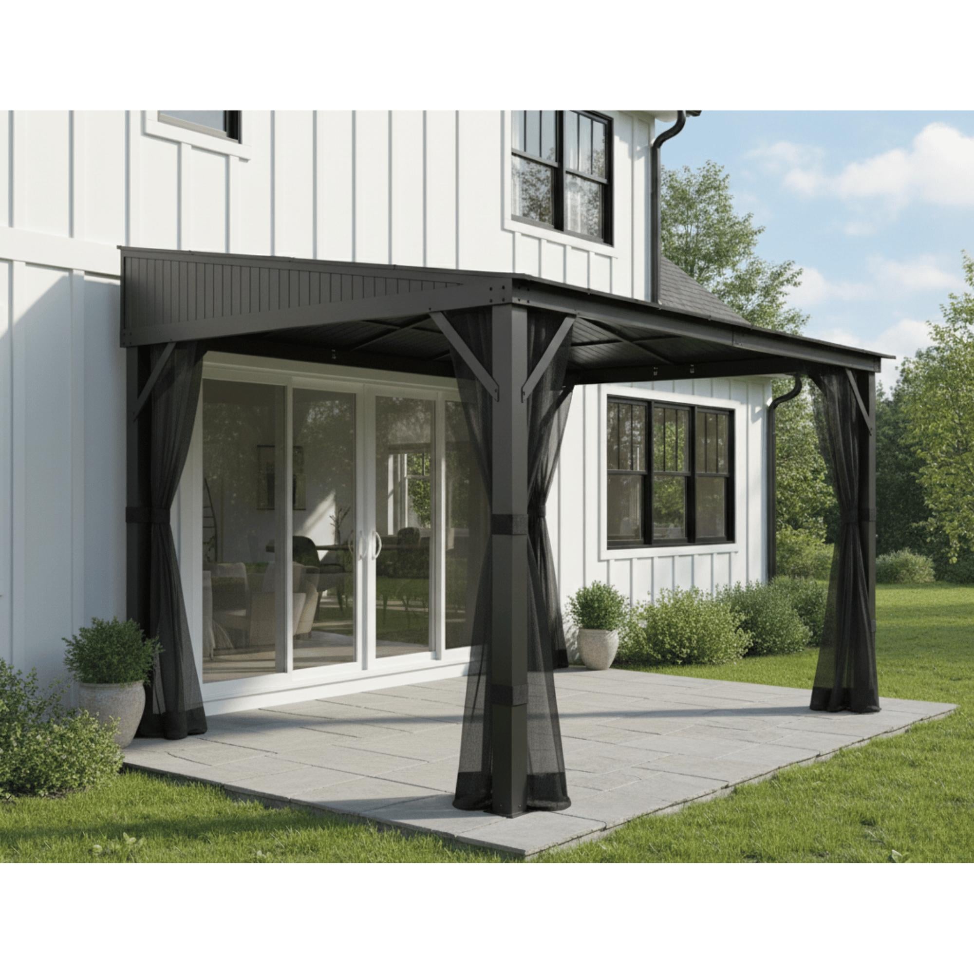 F. Corriveau International Gazebo Mural Cascada 10' x 12' avec toit rigide Galvalume - Simple Boutique