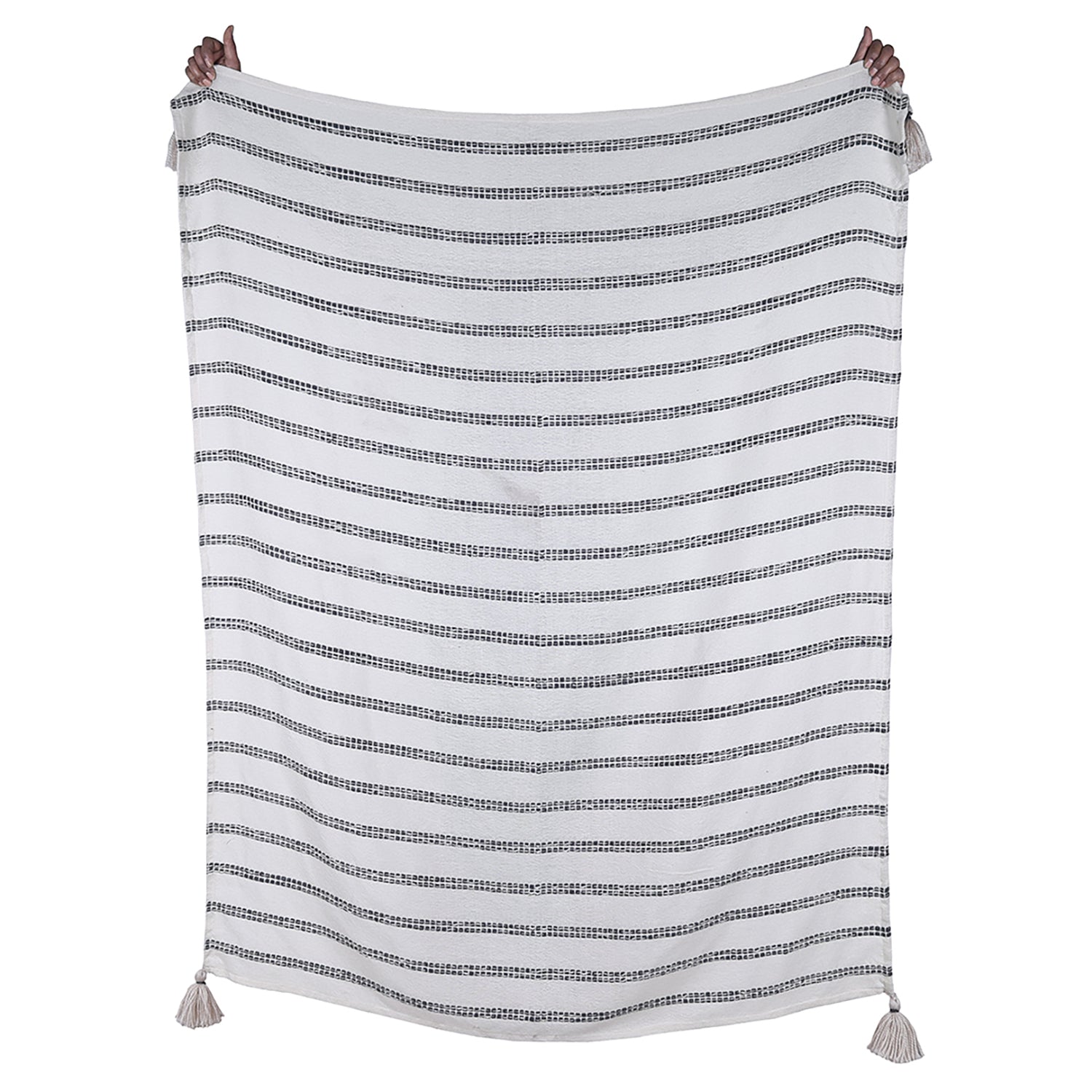 F. Corriveau International - Jetée à Rayure Natural, Intérieur/Extérieur, 50" x 60" - Simple Boutique