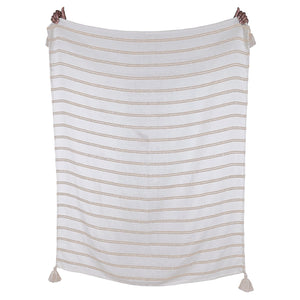 F. Corriveau International - Jetée à Rayure Natural, Intérieur/Extérieur, 50" x 60" - Simple Boutique