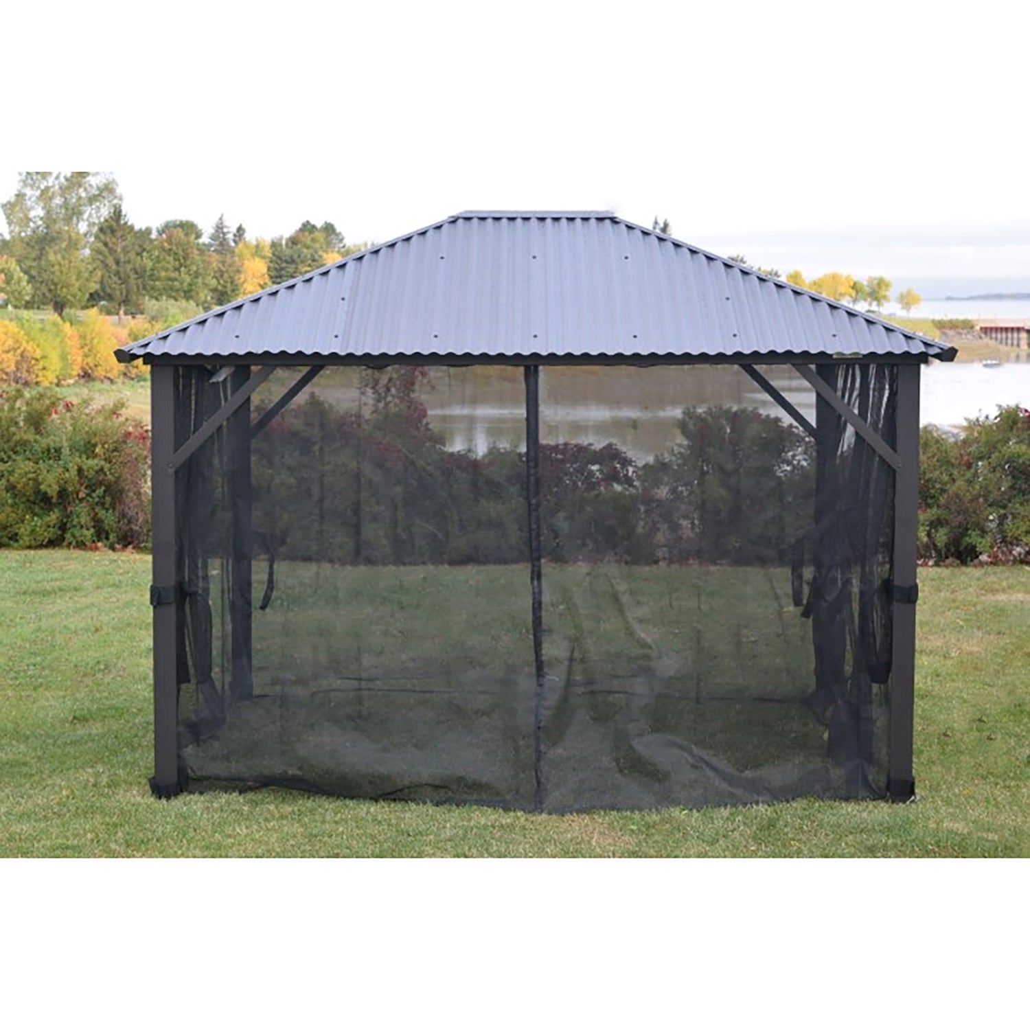 F. Corriveau International - Rideau Moustiquaire pour Gazebo 12' x 16', Noir - Simple Boutique