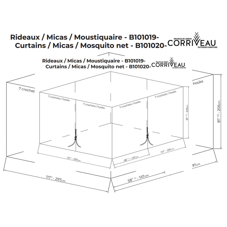 F. Corriveau International - Rideau pour Gazebo 10' x 10', Résistant à l'eau, Noir - Simple Boutique