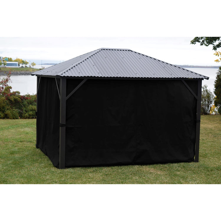 F. Corriveau International - Rideau pour Gazebo 12' x 16' , Résistant à l'eau , Noir - Simple Boutique