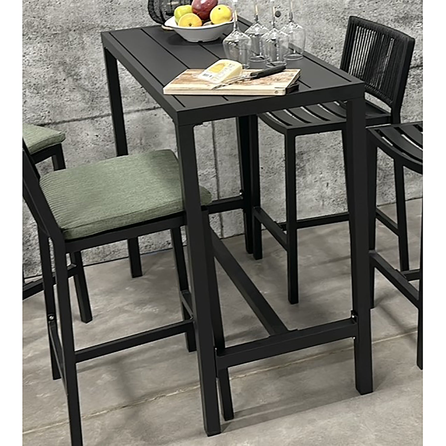 F. Corriveau International - Table Bar Extérieur Highland, Fabriqué en Aluminium, Noir - Simple Boutique