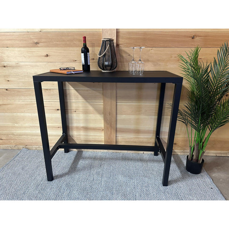 F. Corriveau International - Table Bar Extérieur Highland, Fabriqué en Aluminium, Noir - Simple Boutique