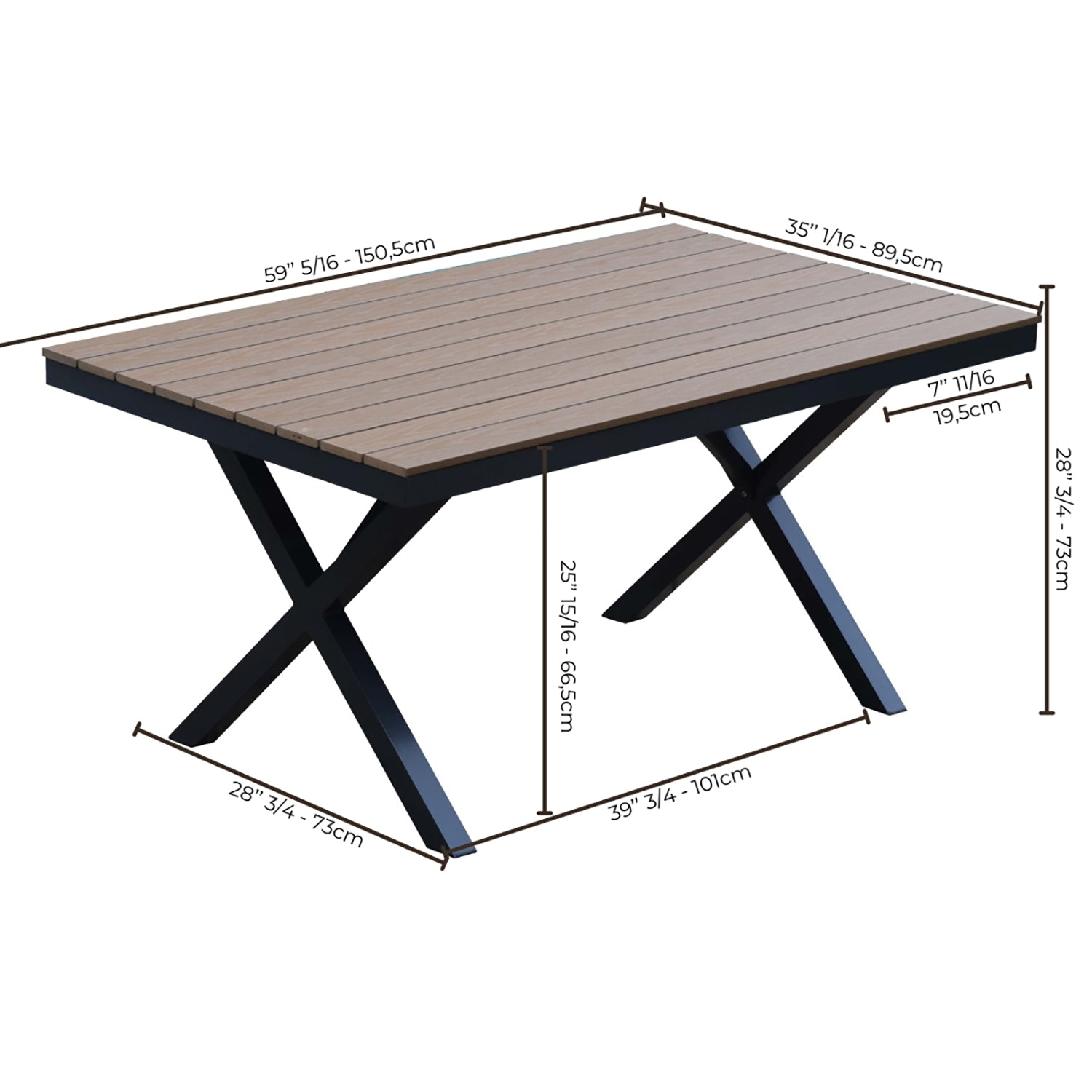 F. Corriveau International - Table à Manger Nappa Extérieur, Aluminium et PS Wood - Simple Boutique