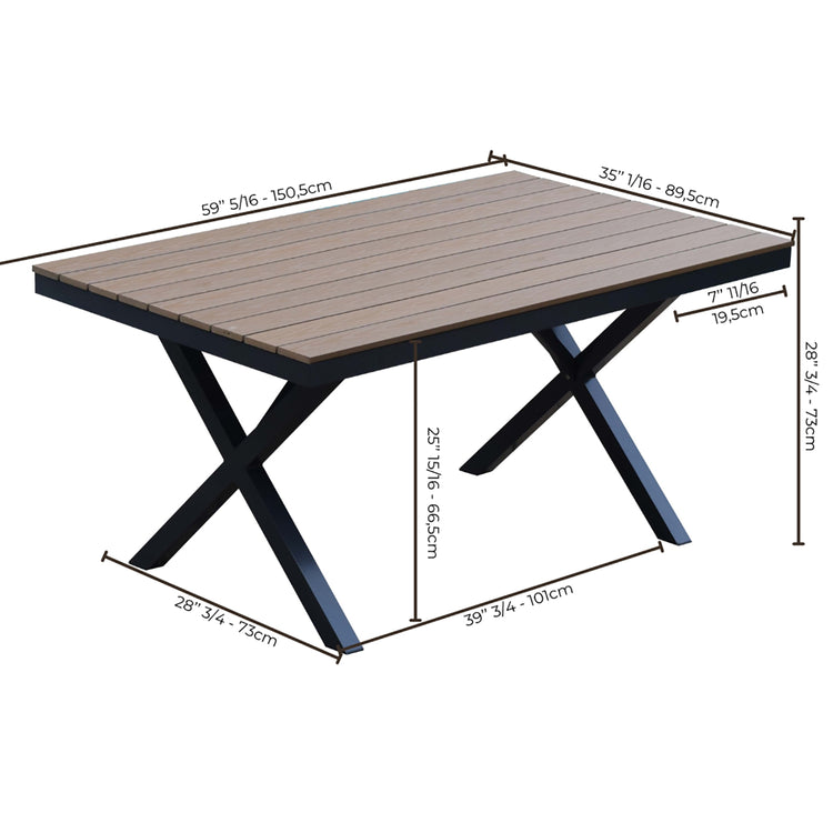 F. Corriveau International - Table à Manger Nappa Extérieur, Aluminium et PS Wood - Simple Boutique